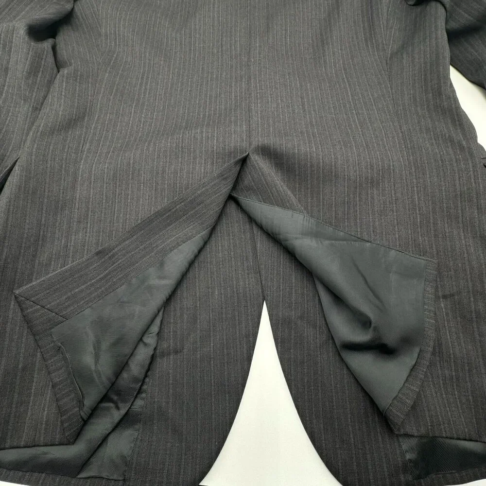 BROOKS BROTHERS Mens 43L Charcoal Gray Stripe Wool Blazer Suit Jacket 1818 Italy